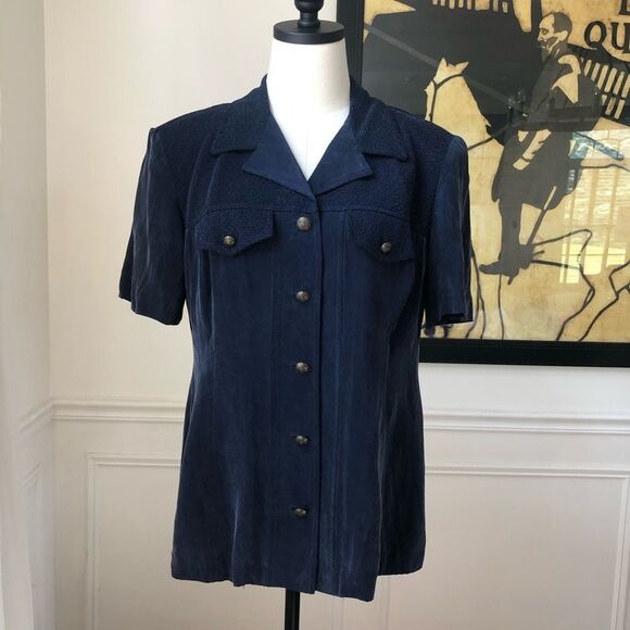 Vintage R&M Richards Structured Rayon Shirt 10 - Picture 1 of 8
